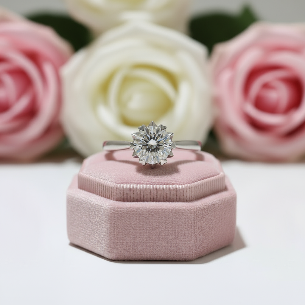 1.0 Ct 6.5mm Round Cut Diamond Snowflake Engagement Ring-Black Diamonds New York