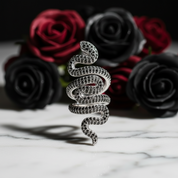 Gothic Serpent Wrap Black Diamond Adjustable Statement Ring-Black Diamonds New York