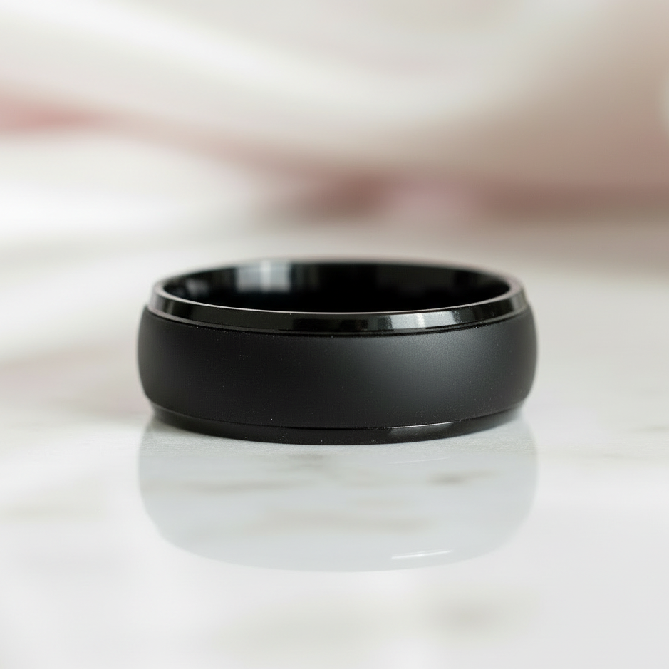 Sports Silicone Wedding Band Set-Black Diamonds New York