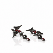 Bat Shaped Garnet Vintage Gothic Punk Earrings-Black Diamonds New York