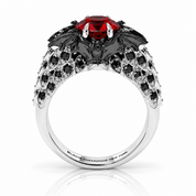 Bat's Kiss Promise Ring- 1.5 Ct Round and Coffin Cut Diamond Option Gothic Ring-Black Diamonds New York
