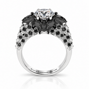 Bat's Kiss Promise Ring- 1.5 Ct Round and Coffin Cut Diamond Option Gothic Ring-Black Diamonds New York