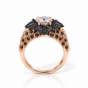 Bat's Kiss Promise Ring- 1.5 Ct Round and Coffin Cut Diamond Option Gothic Ring-Black Diamonds New York