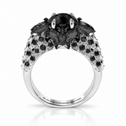 Bat's Kiss Promise Ring- 1.5 Ct Round and Coffin Cut Diamond Option Gothic Ring-Black Diamonds New York