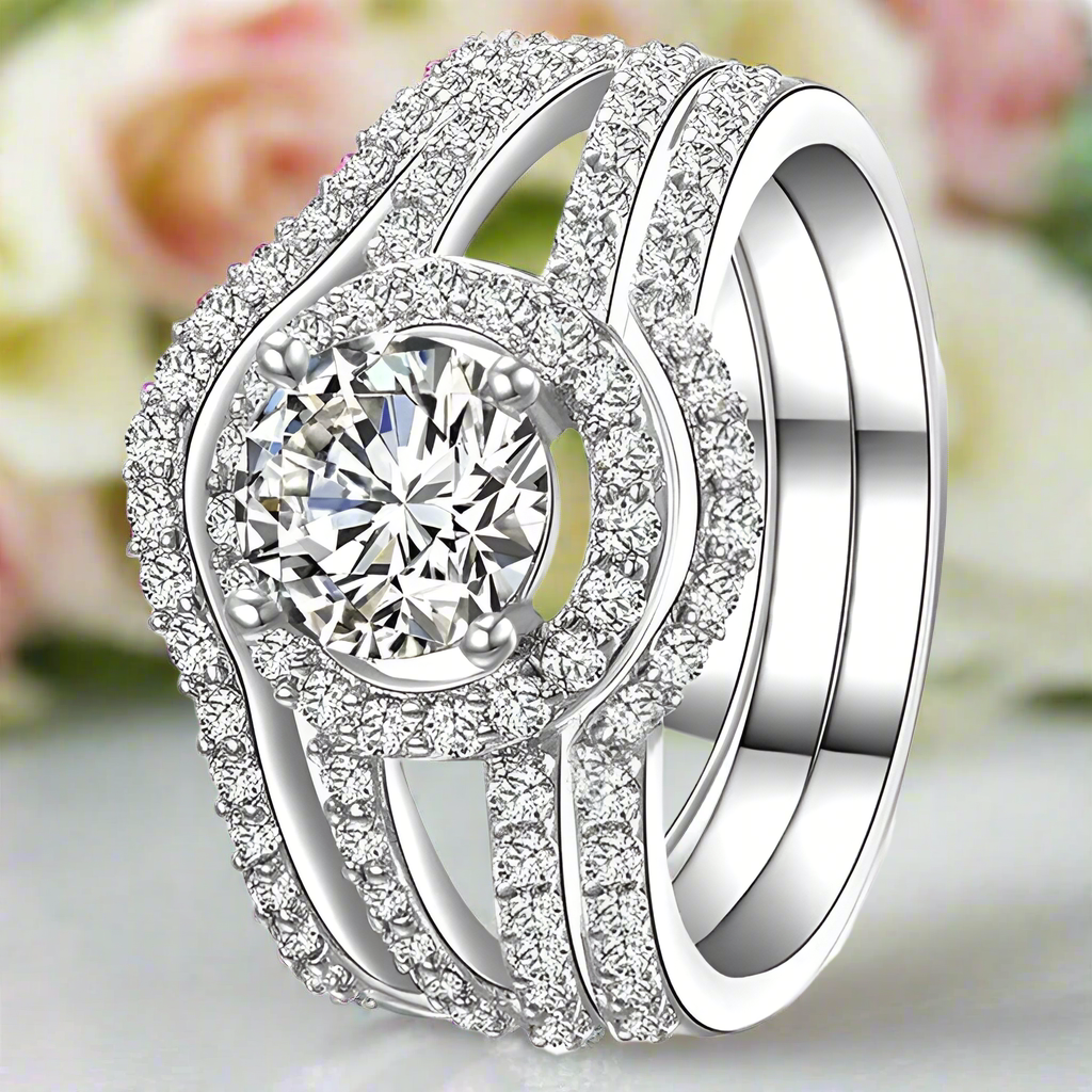 Beautiful 3-Piece Diamond Bridal Ring Set-Black Diamonds New York