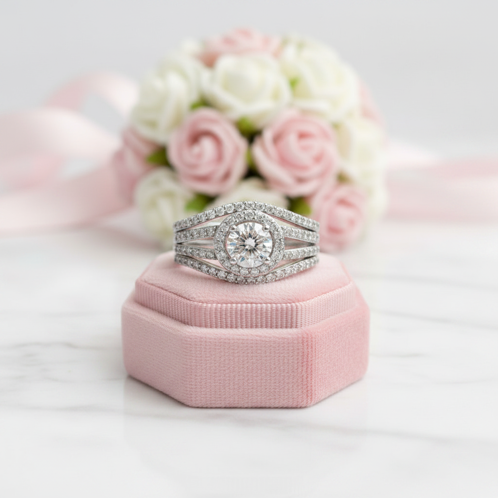 Beautiful 3-Piece Diamond Option Bridal Ring Set-Black Diamonds New York