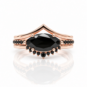 Beautiful In My Eyes- Black Diamond Option Marquise Cut 14K White Gold Gothic Wedding Ring-Black Diamonds New York