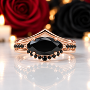 Beautiful In My Eyes- Black Diamond Option Marquise Cut 14K White Gold Gothic Wedding Ring-Black Diamonds New York