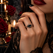 Beautiful In My Eyes- Black Diamond Option Marquise Cut 14K White Gold Gothic Wedding Ring-Black Diamonds New York
