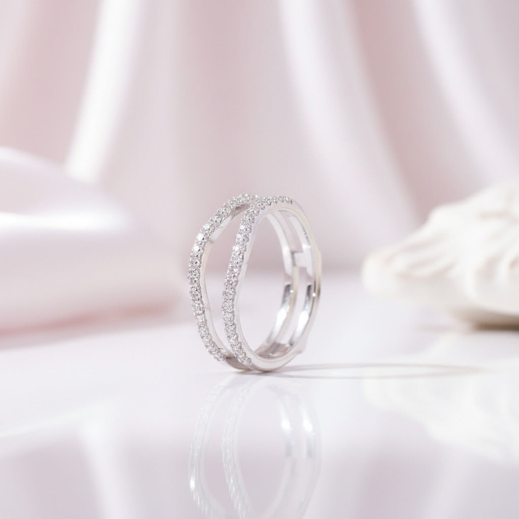 Round Diamond Adjustable Curved Enhancer Wedding Band-Black Diamonds New York