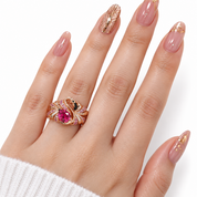 Gorgeous Rose Gold Flamingo Ring-Black Diamonds New York