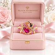Gorgeous Rose Gold Flamingo Ring-Black Diamonds New York