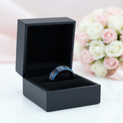 Black Tungsten Men's Wedding Band with Blue Line-Black Diamonds New York