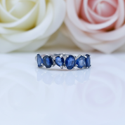 3*4mm Blue Sapphire Wedding Band-Black Diamonds New York