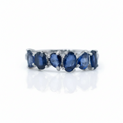 3*4mm Blue Sapphire Wedding Band-Black Diamonds New York