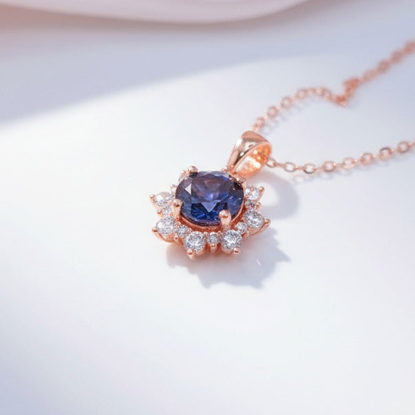 2.0 Ct Round Alexandrite Pendant Necklace-Black Diamonds New York