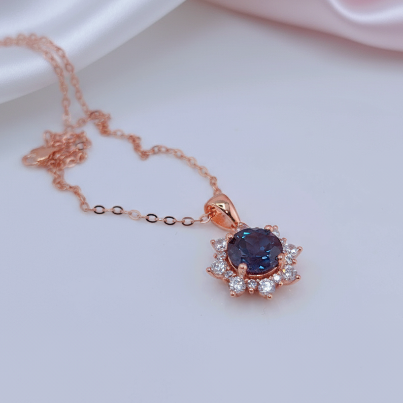 2.0 Ct Round Alexandrite Pendant Necklace-Black Diamonds New York