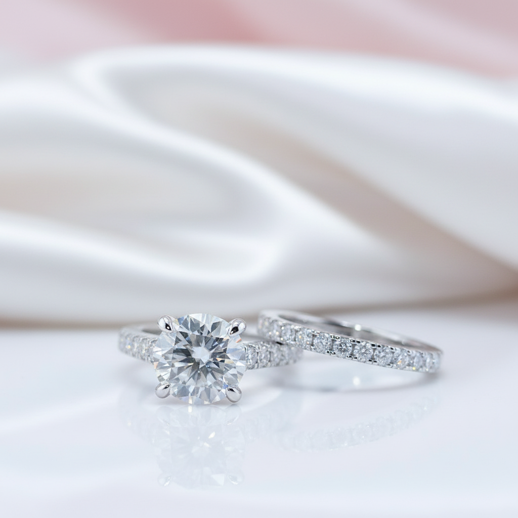 Classic 3.0 Ct Round Cut Diamond Option Bridal Set-Black Diamonds New York