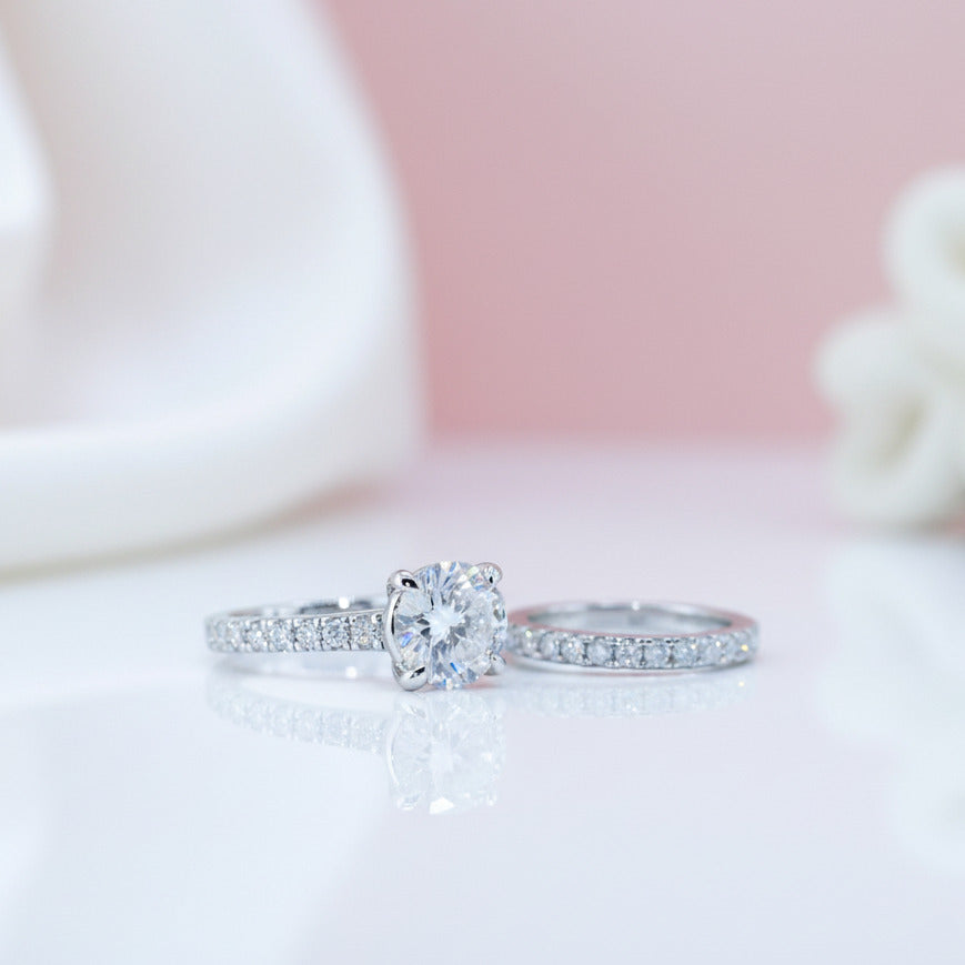 Classic 3.0 Ct Round Cut Diamond Option Bridal Set-Black Diamonds New York