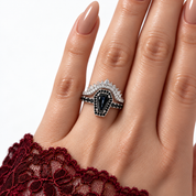 Best Love Rings- Rare Coffin Cut Diamond Option 14k Gold Gothic Ring Set-Black Diamonds New York