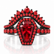 Best Love Rings- Rare Coffin Cut Diamond Option 14k Gold Gothic Ring Set-Black Diamonds New York