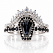 Best Love Rings- Rare Coffin Cut Diamond Option 14k Gold Gothic Ring Set-Black Diamonds New York