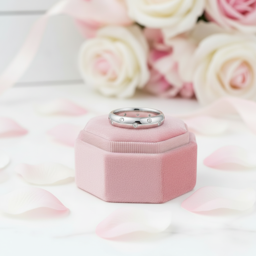 Bezel-Set Diamond Wedding Band-Black Diamonds New York