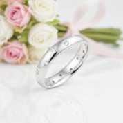 Bezel-Set Diamond Option Wedding Band-Black Diamonds New York