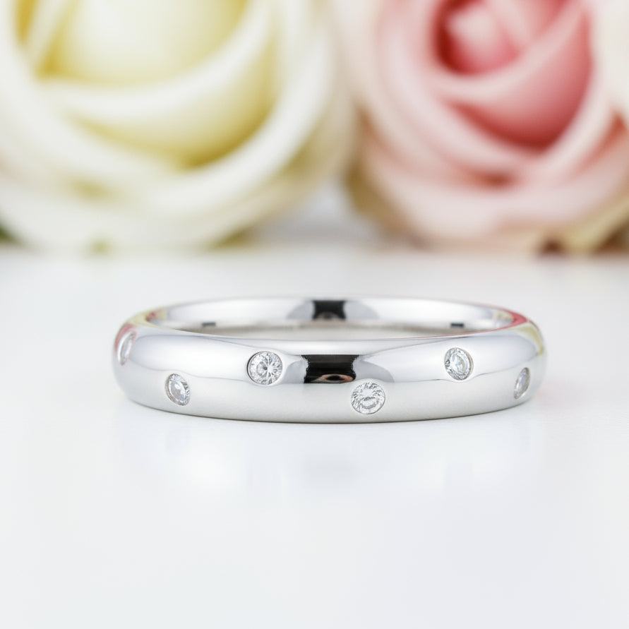 Bezel-Set Diamond Wedding Band-Black Diamonds New York