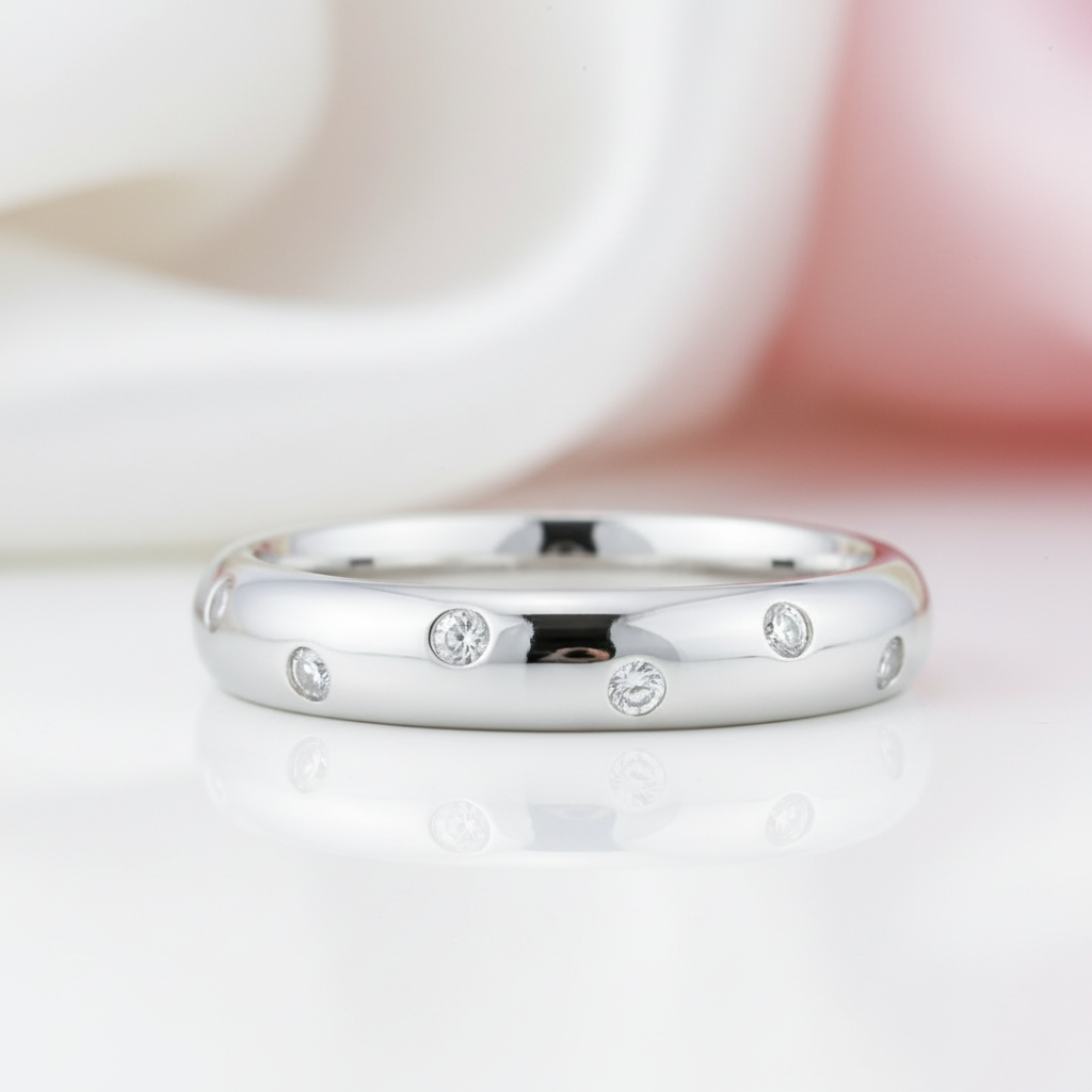 Bezel-Set Diamond Option Wedding Band-Black Diamonds New York