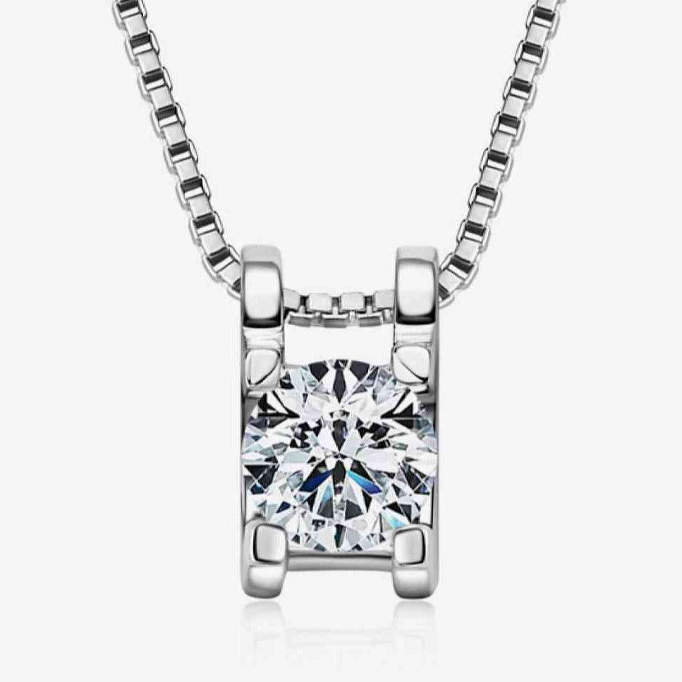 0.5 Ct Round Moissanite Diamond Box Chain Necklace-Black Diamonds New York
