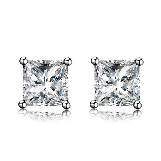 Diamond Princess Cut Shiny Earrings-Black Diamonds New York