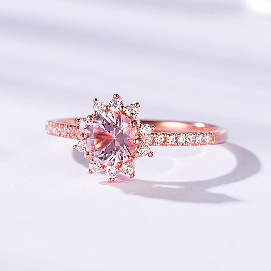 10K Rose Gold Morganite Gemstone Engagement Ring-Black Diamonds New York