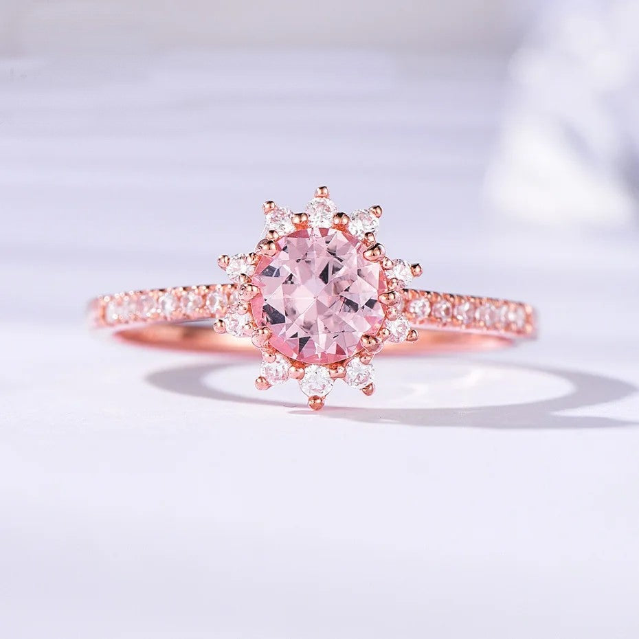10K Rose Gold Morganite Gemstone Engagement Ring-Black Diamonds New York