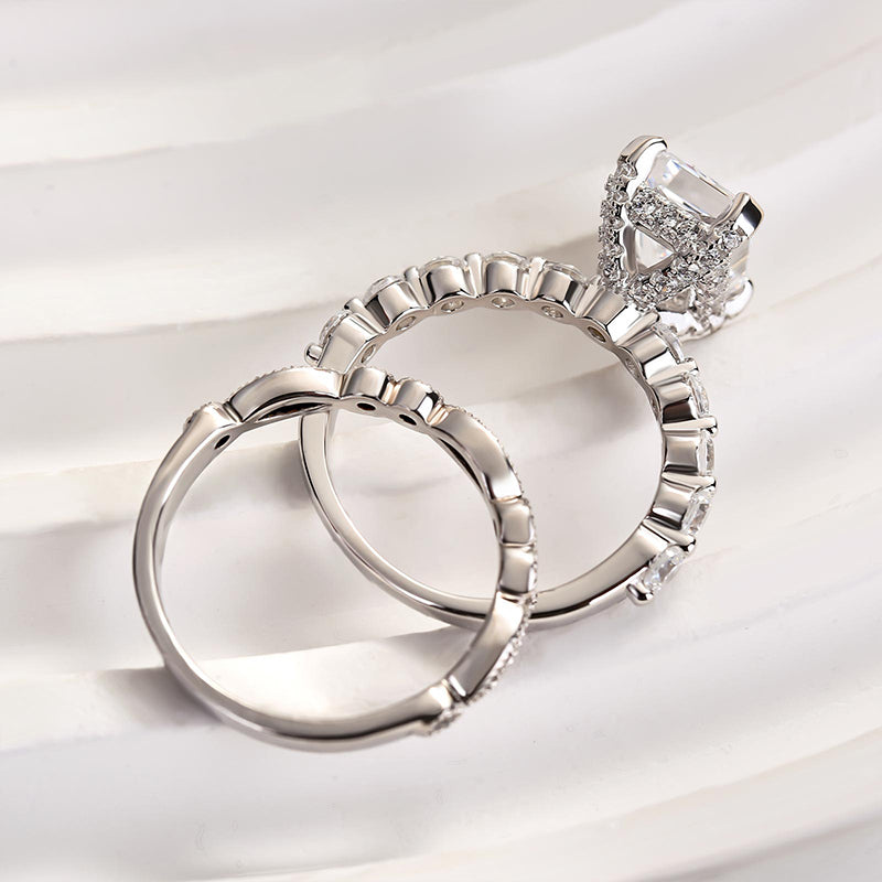 4.0ct Radiant Cut White Sapphire Wedding Ring Set