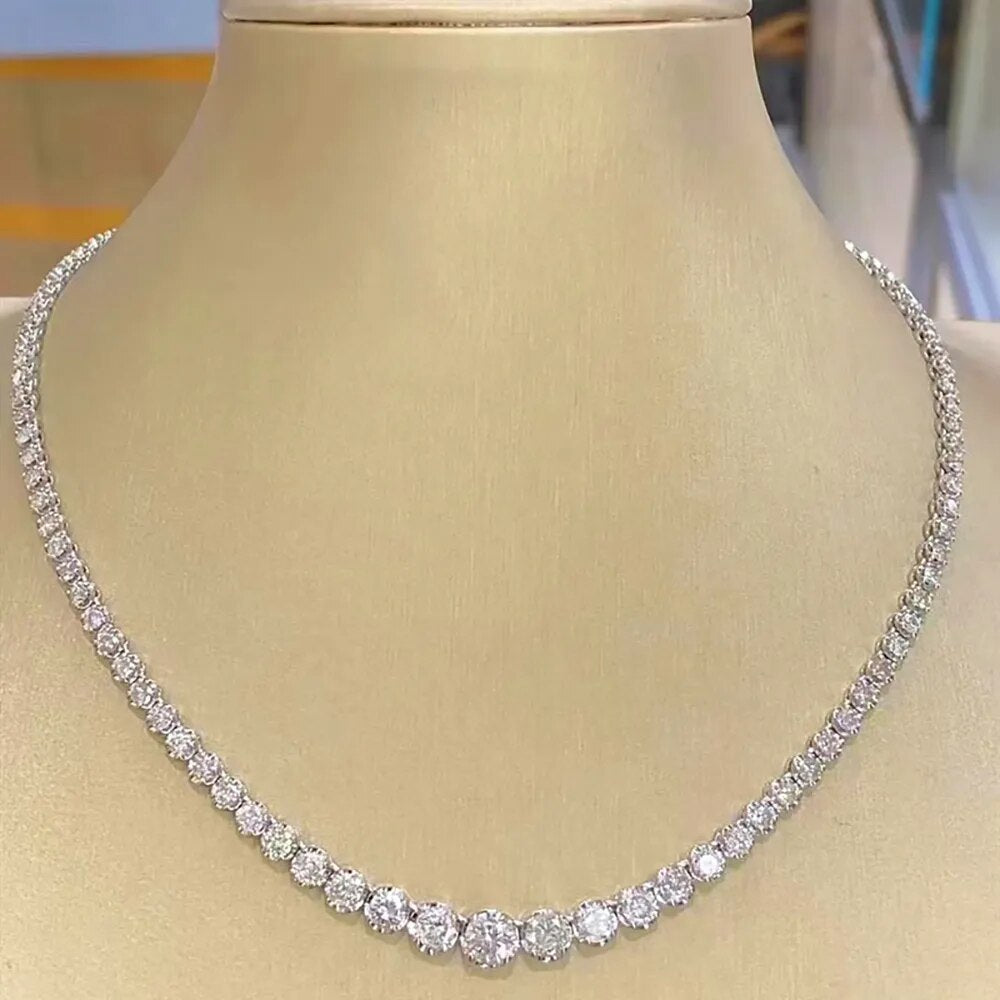 Elegant Round Cut Moissanite Tennis Necklace-Black Diamonds New York