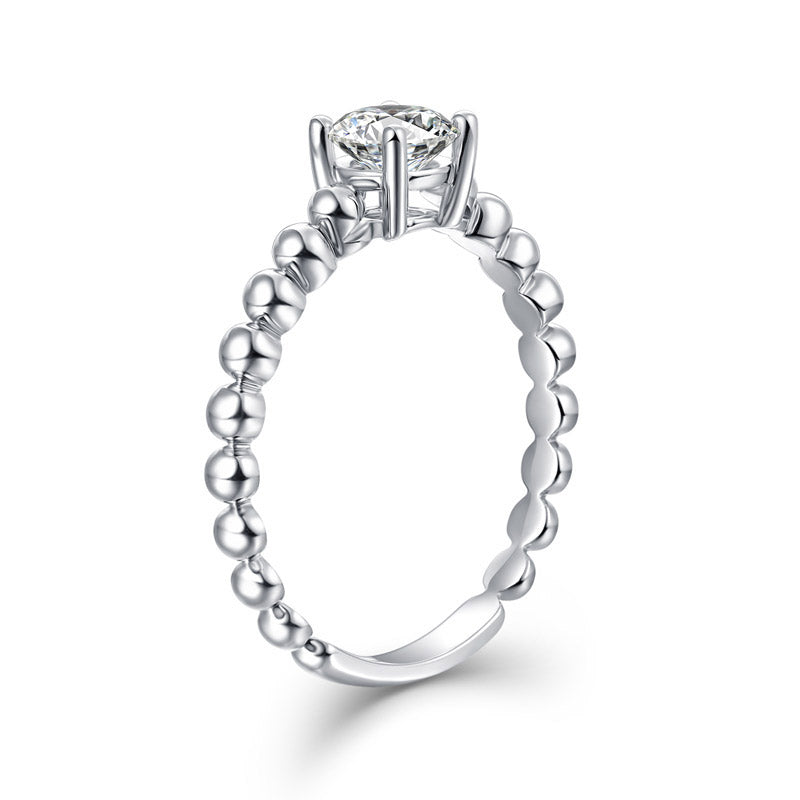 14k White Gold 0.5 Ct Round Lab Grown Diamond Engagement Ring-Black Diamonds New York