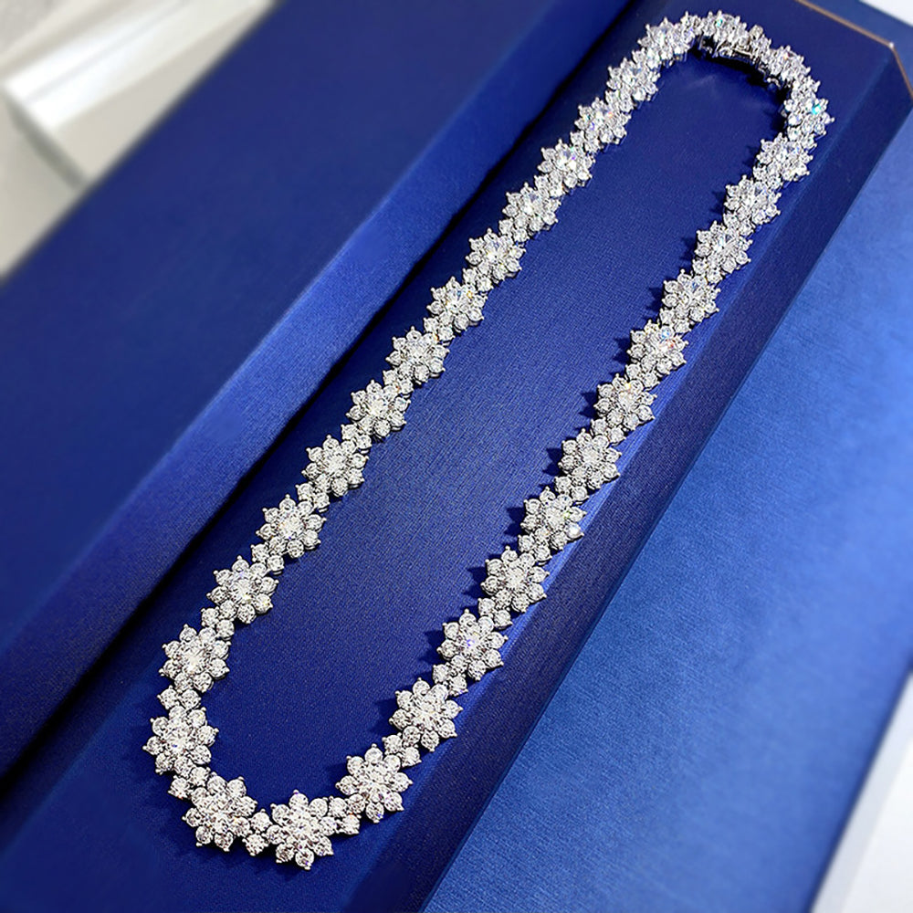 Elegant Flower Shaped Diamond Necklace-Black Diamonds New York
