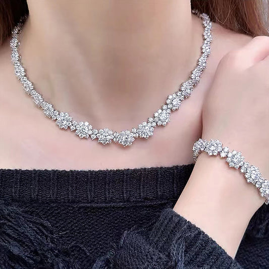 Elegant Flower Shaped Moissanite Diamond Necklace-Black Diamonds New York