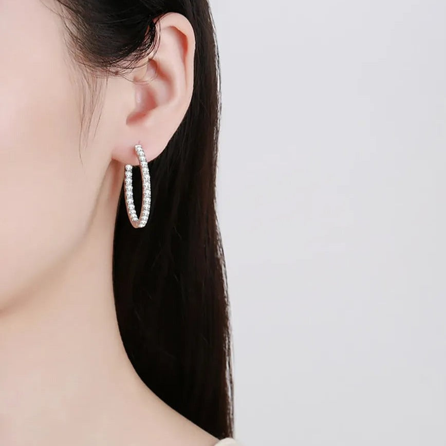 2.5mm Full Moissanite Hoop Earrings-Black Diamonds New York