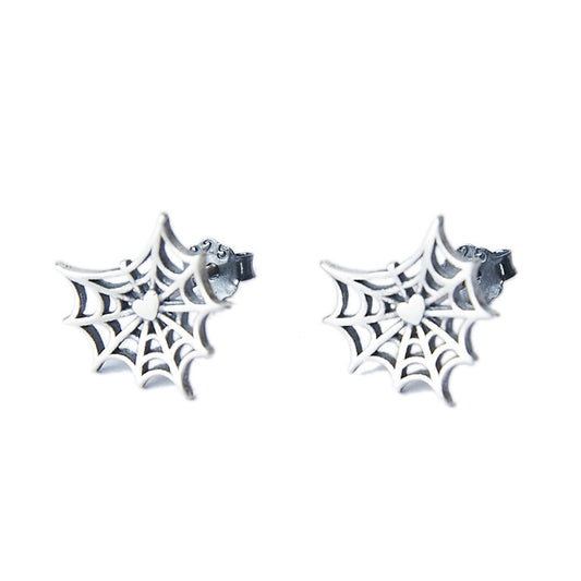 Gothic Style Retro Spider Web Stud Earrings-Black Diamonds New York