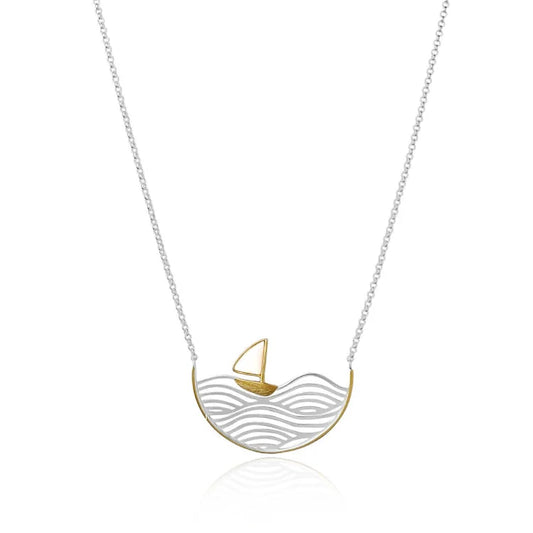 Flash Sale- Creative Sailboat Necklace-Black Diamonds New York