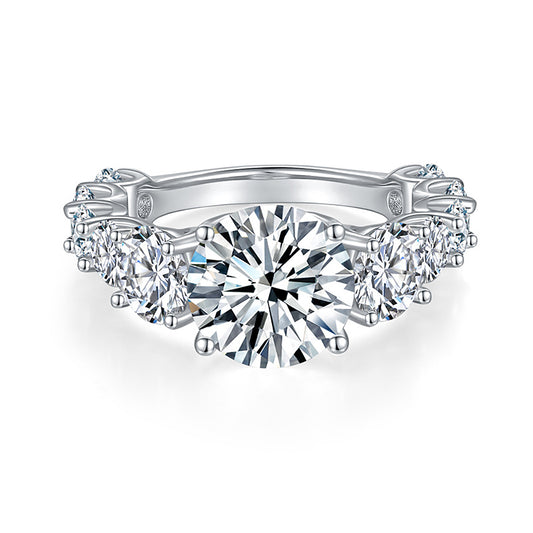 8.9 Ctw Round Moissanite Diamond Engagement Ring Set-Black Diamonds New York