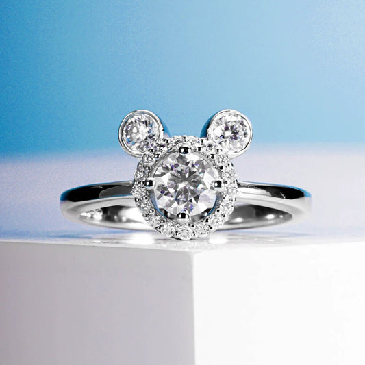 0.5 Ct Round Moissanite Mickey Shaped Engagement Ring-Black Diamonds New York