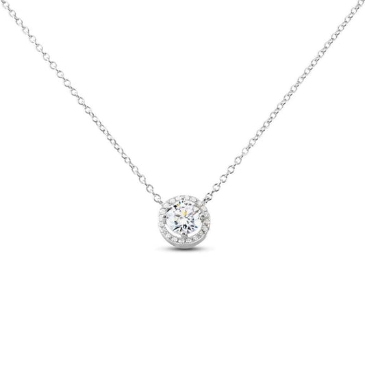 6.5mm Diamond Halo Pedant Necklace-Black Diamonds New York