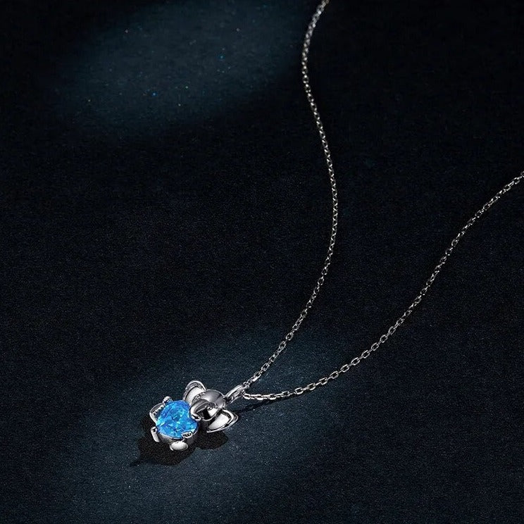 Ocean Blue Heart Cut EVN Diamond Elephant Pendant Necklace-Black Diamonds New York