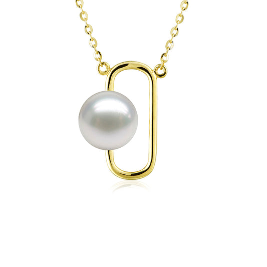 Natural Freshwater Pearl 18k Yellow Gold Necklace-Black Diamonds New York