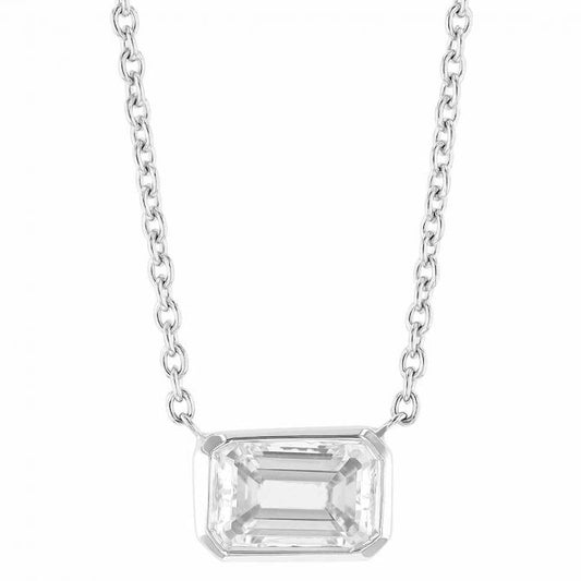 1ct Emerald Cut Diamond Pendant Necklace