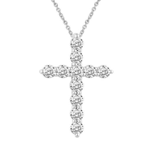Round Full Diamond Cross Pendant Necklace-Black Diamonds New York