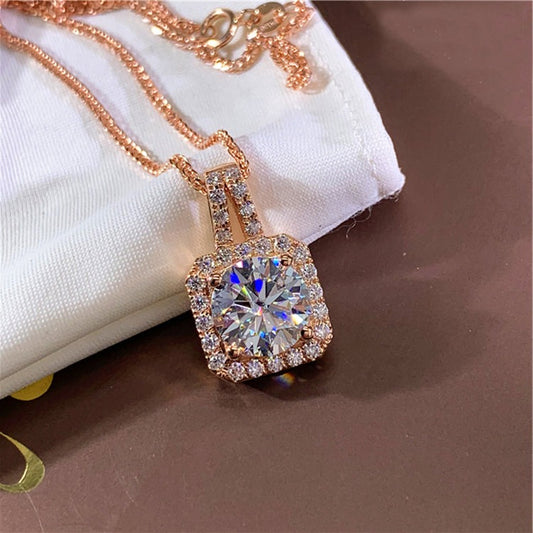 18k Rose Gold Round Diamond Necklace-Black Diamonds New York